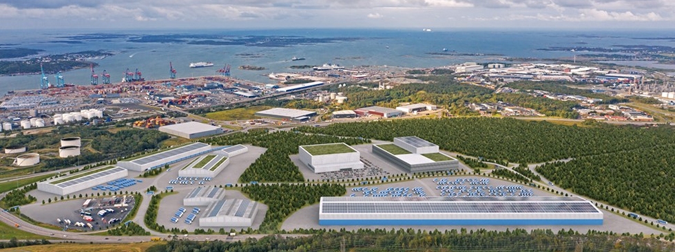 Artist's depiction of how the new logistics area at the Port of Gothenburg might look. Photo: Gothenburg Port Authority.